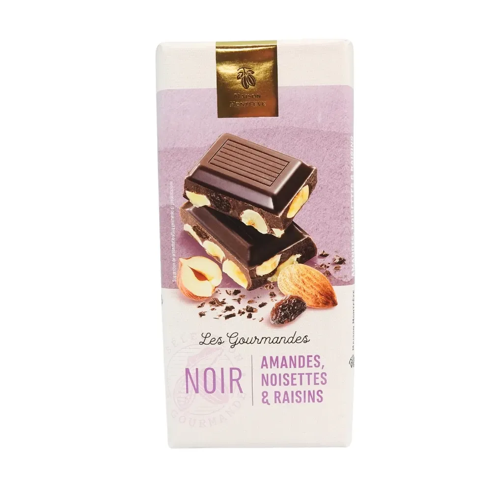 TAB CHOC NOIR AMANDES NOISETTES RAISINS 200G