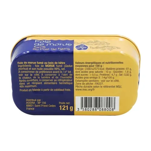 FOIE DE MORUE AU BOIS DE HETRE 121G