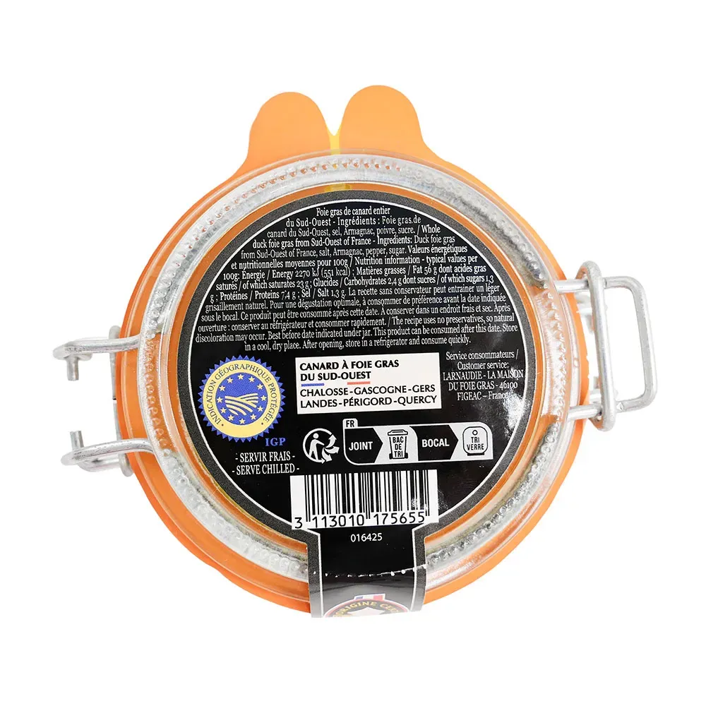 FOIE GRAS ENTIER DE CANARD SUD OUEST IGP 180G