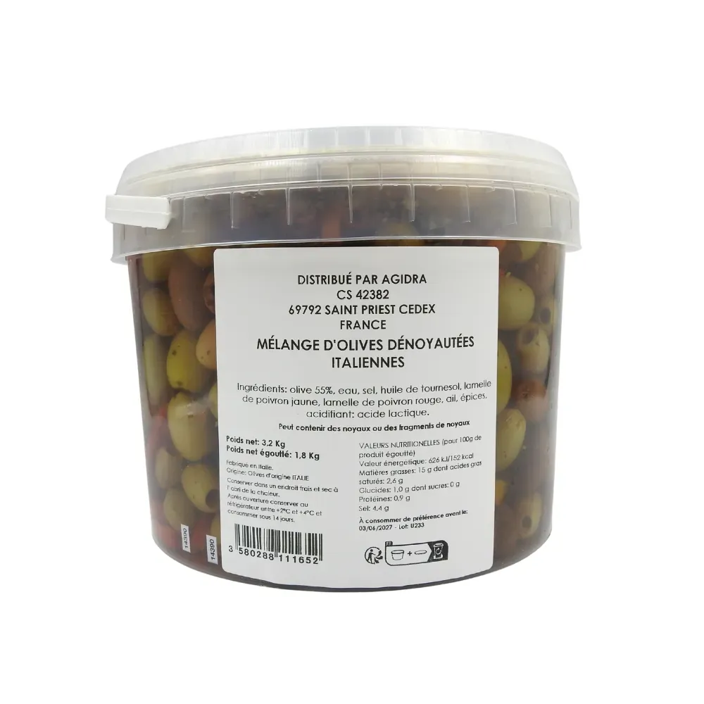 MELANGE D'OLIVES DENOYAUTEES ITALIENNES PN 3.2KG