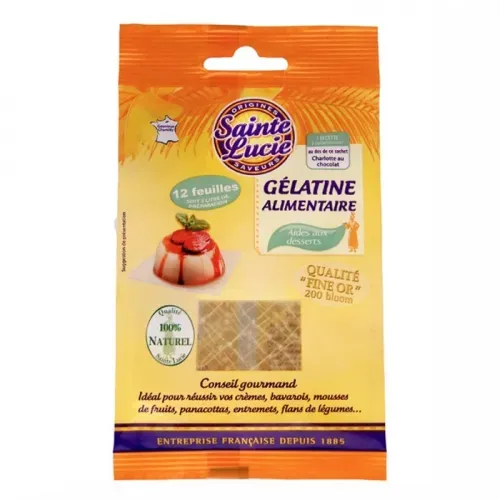 GELATINE ALIMENTAIRE 12 DEMI - FEUILLES X 30