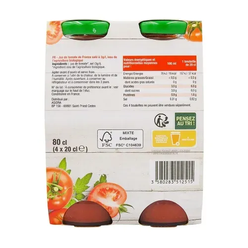JUS DE TOMATE BIO FRANCE 20CL x 4