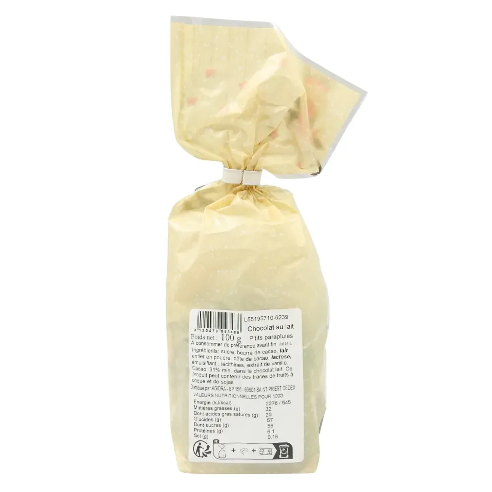 SACHET 9 PARAPLUIES CHOCOLAT LAIT