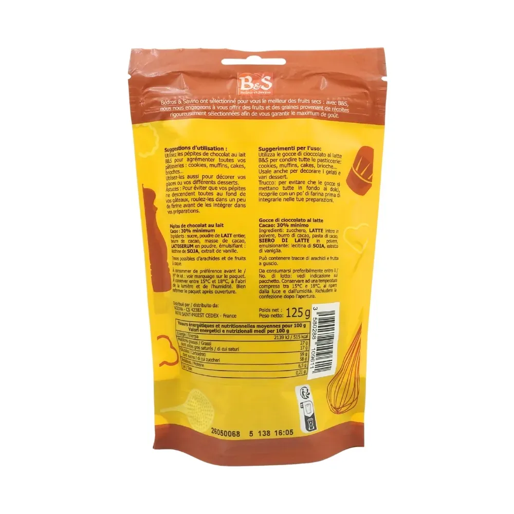 PEPITES CHOCOLAT LAIT doypack 1 RECETTE 125 gr B/S