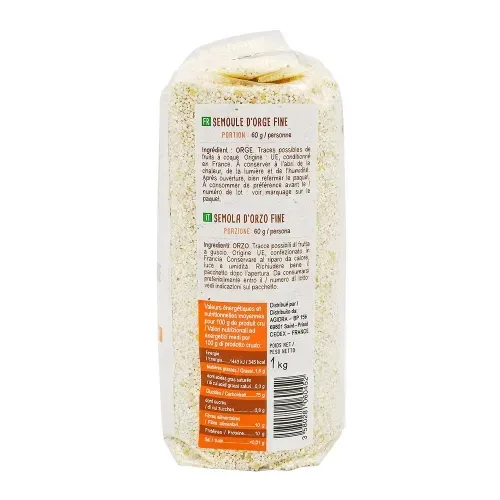 ORGE SEMOULE FINE UE PQT 1 KG/CT 12