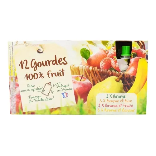 GOURDE FRUITS PANACHES SANS SUCRE AJOUTE 12x90G 
