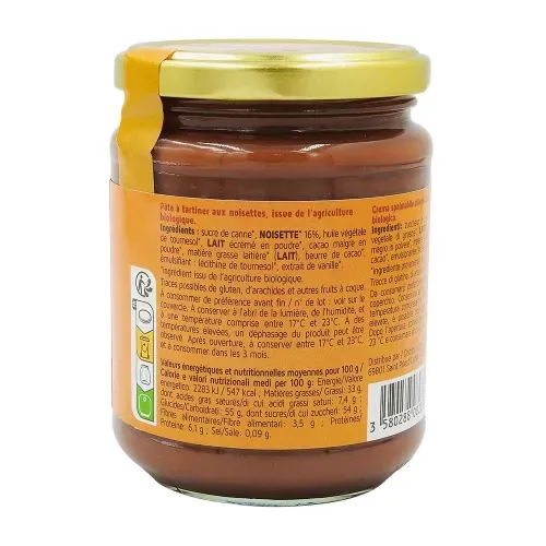 PATE A TARTINER BIO SANS HUILE DE PALME 350GR