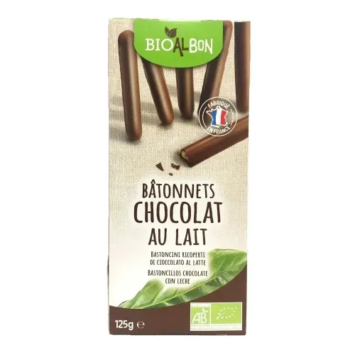 BISCUIT BIO BATONNET CHOCO LAIT ALBON 125G