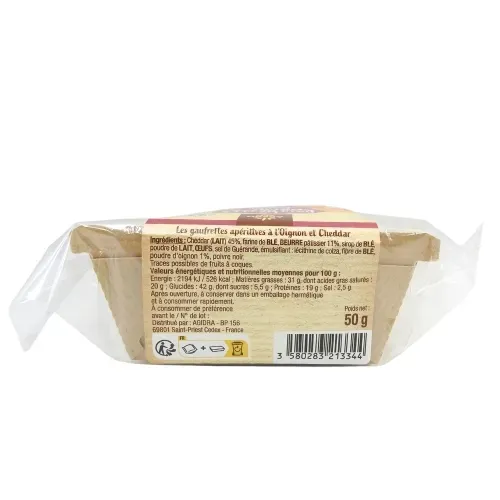 GAUFRETTES APERITIVES OIGNON CHEDDAR 50G