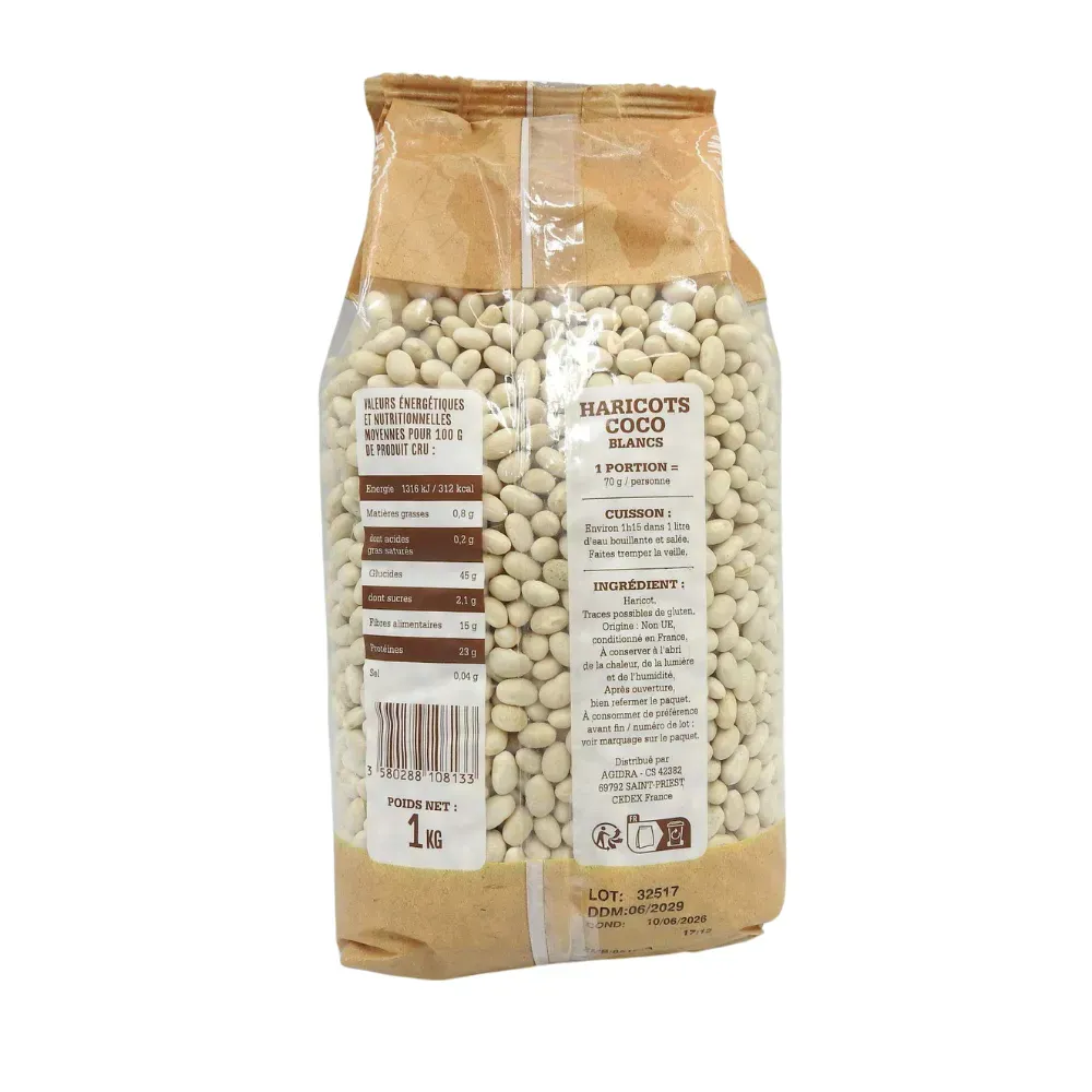 HARICOT COCO BLANC NON-UE 1KG PAV IDS