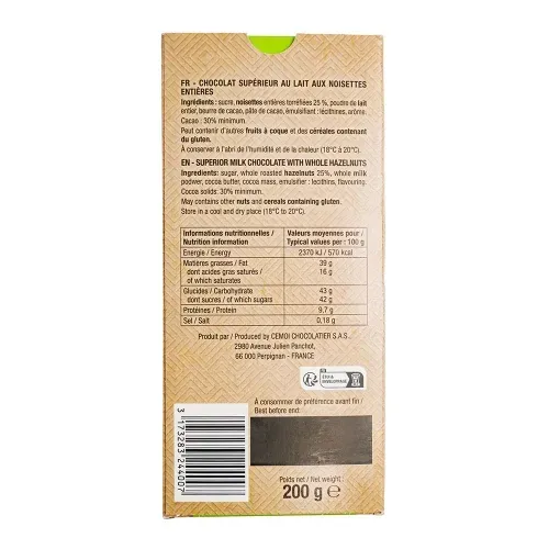 TABLETTE LAIT NOISETTE 200G
