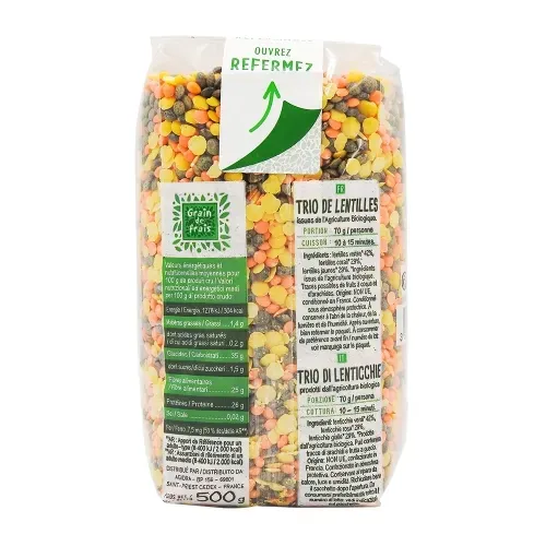 LENTILLES TRIO BIO GRAIN DE FRAIS 500g/CT 15