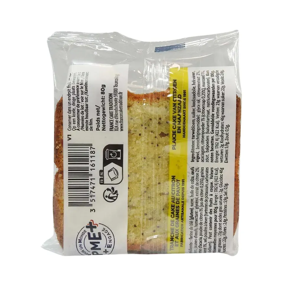TRANCHE DE CAKE CITRON PAVOT 80G