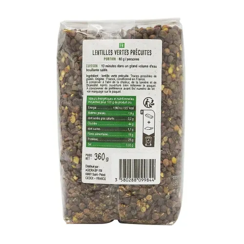 LENTILLES VERTES CUISSON RAPIDE 360 GR