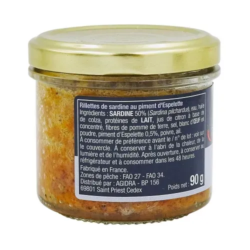 RILLETTES DE SARDINE AU PIMENT D ESPELETTE 90 GR.
