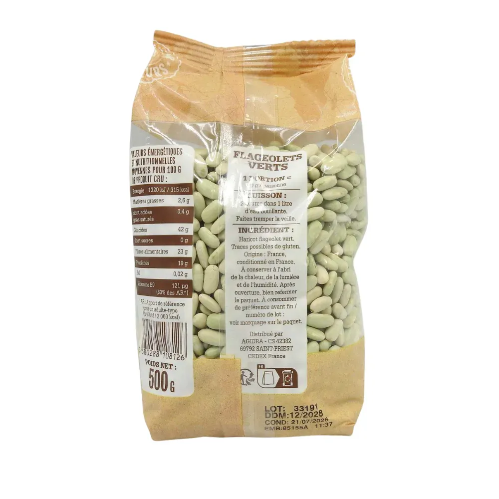HARICOT FLAGEOLET VERT FRANCE 500 GR PAV IDS