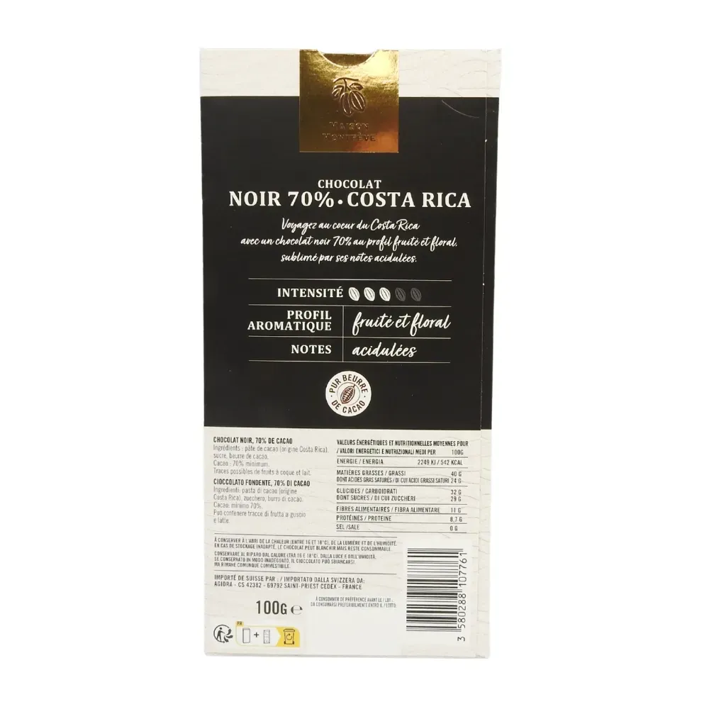 CHOCOLAT NOIR 70% COSTA RICA 100G