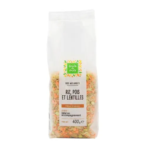 MELANGE RIZ, POIS ET LENTILLES 400GR