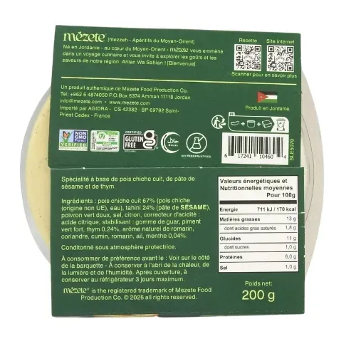 HOUMOUS ZAATAR MEZETE 200G