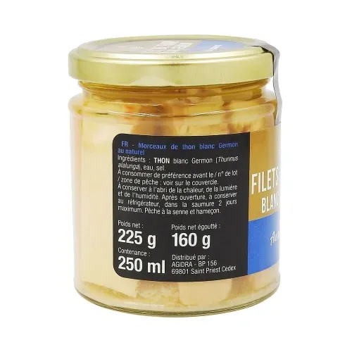 FILETS DE THON BLANC GERMON AU NATUREL 160G