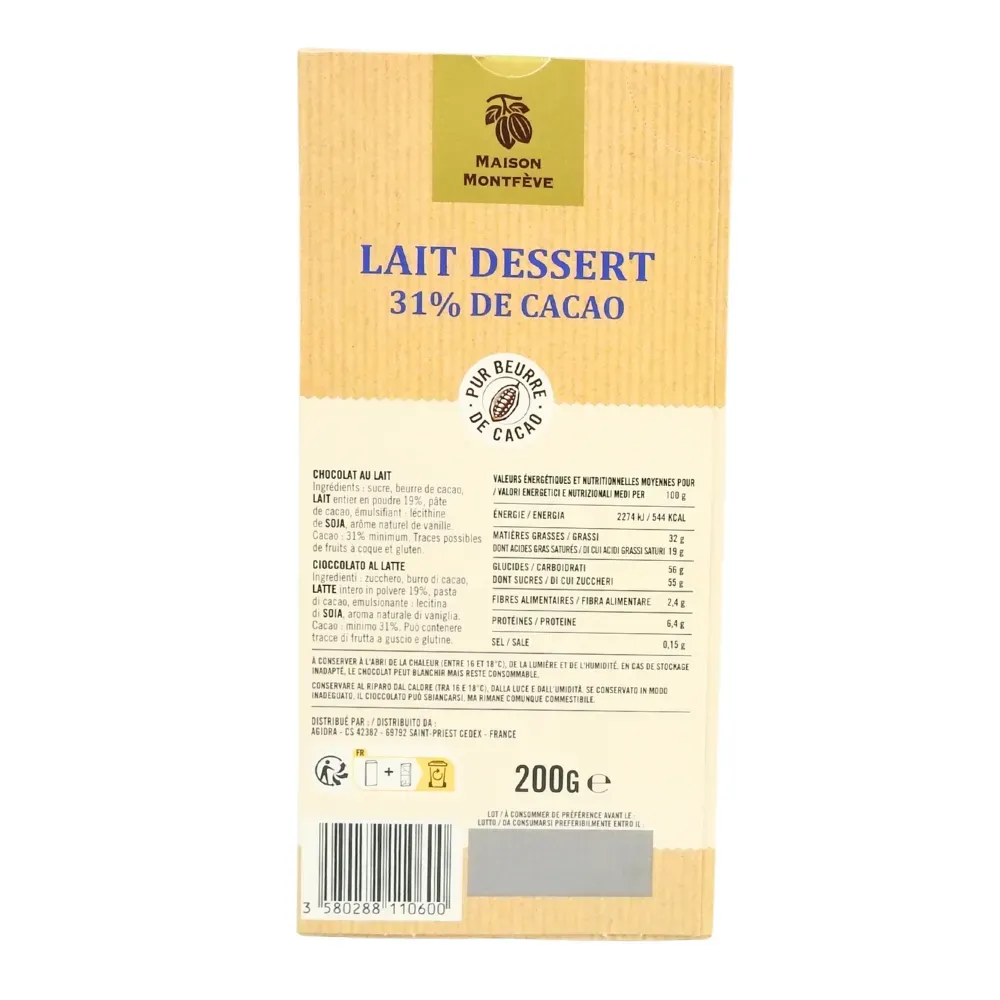 CHOC LAIT PATISSIER 200G