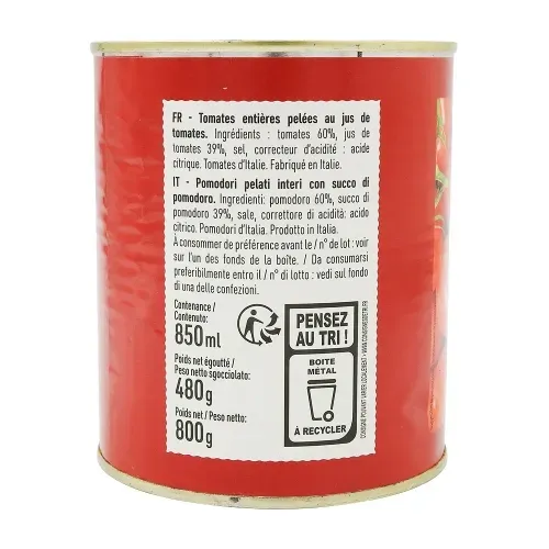 TOMATES ENTIERES PELEES AU JUS ITA 480gr