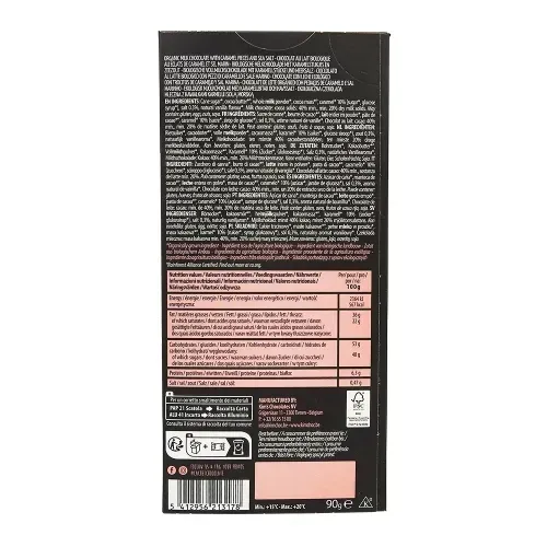 CHOCOLAT LAIT BIO 40% CARAMEL & FLEUR DE SEL 90G