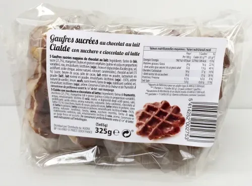 GAUFRES LIEGEOISES SUCREES AUCHOCOLAT LAIT 325G
